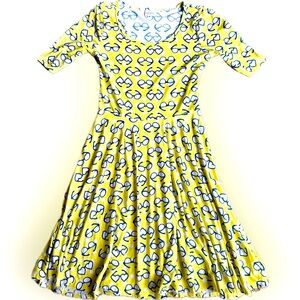 Nicole Yellow Dress with Blue and White Sunglasses